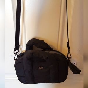 Danskin small cute black cross body purse 8 in wide strap 23 in Long